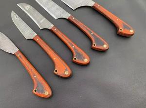 Cuchillos de chef hechos a mano de acero de Damasco de 5 piezas con mango largo personalizado para usos múltiples y ecológicos - Product Image 4