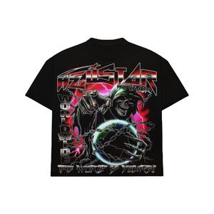 <b>Men's</b> Premium Black Graphic T-<b>Shirt</b> Custom Streetwear <b>Skull</b> Print Short Sleeve Casual Oversized Tee - Product Image 2