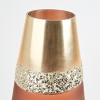 Nouveauté I K IK-FV-1006 Vase de table en laiton moderne, forme irrégulière, embellissement métallique bicolore unique, fait main