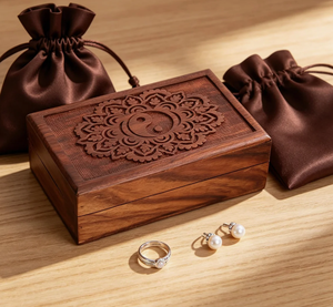 กล่องไม้ลายหยินหยางลดราคา กล่องไม้วอลนัทแท้สำหรับงานฝีมือและตกแต่งเครื่องประดับ ขายส่งงานฝีมือไม้และป้ายติดผนัง - Product Image 1