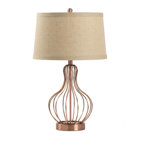 Lámparas de mesa hechas a mano, lámpara de mesa de latón con base esférica a rayas y pantalla de tela blanca para decoración de sala de estar - Product Image 5