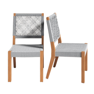 เก้าอี้รับประทานอาหารทำจากไม้สักเชือกมีสีเทาสำหรับสวนเฟอร์นิเจอร์เฟอร์นิเจอร์ในอินโดนีเซีย - Product Image 6