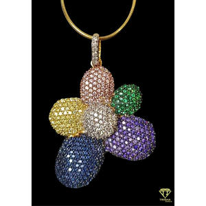 Collier pendentif en pierre colorée de qualité supérieure en argent sterling 925 avec design en diamant moissanite serti - Product Image 3