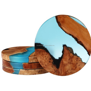 <b>Heat</b> Resistant Resin Wood Tea <b>Coaster</b> for Home and Office Use Lightweight Cup <b>Coaster</b> for Worldwide Export from India - Product Image 1