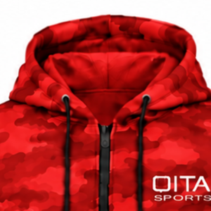 Conjunto Deportivo Unisex de Camuflaje Rojo Brillante, Sudadera con Capucha y Cremallera Completa, Pantalones Deportivos a Juego, Dos Piezas, Ropa Casual de Calle - Product Image 5
