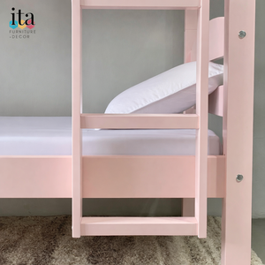 Customizable Vintage pink <b>Bunk</b> <b>Bed</b> Custom <b>Wood</b> Bedroom Furniture for Kids - Product Image 3