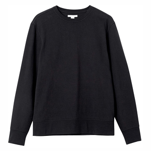 Sudadera de cuello redondo para hombre, color negro, corte regular, color sólido, tejido French Terry, informal, para otoño, ahora disponible para la venta. - Product Image 1