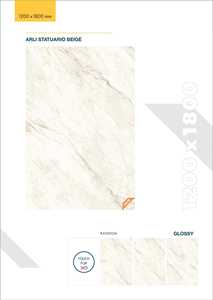 Carreaux de sol et de mur en porcelaine beige brillant 1200x1800mm, aspect marbre, grand format, carreaux vitrifiés pour salon, chambre, commerce - Product Image 2