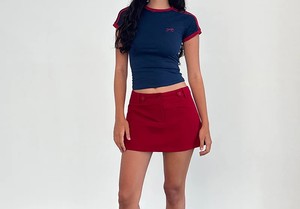 Women High Waist Solid Red Denim Mini <b>Skirt</b> with Pocket Decoration Stretchy Pencil Sporty Summer - Product Image 2