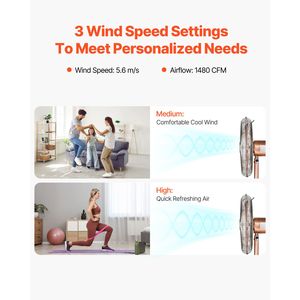 Ventilatore a piantana industriale oscillante da 16 pollici a 75 gradi, regolabile in altezza, con 3 impostazioni di velocità e alta potenza - Product Image 4