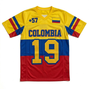 Colombia Soccer Jersey Unisex White Red 100% <b>Polyester</b> Mesh Short Sleeve V-Neck Breathable Summer Football <b>Shirt</b> - Product Image 3