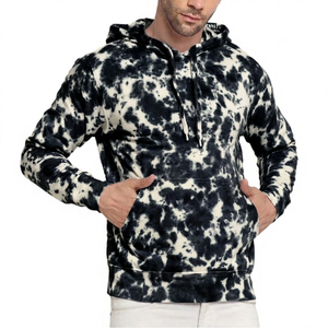 Sweat-shirt à capuche tie-dye pour homme, coupe classique, en molleton bouclette, manches longues, motif violet et blanc, idéal pour l'automne - Product Image 5