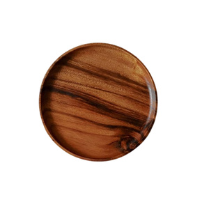 Plateau de service rond en bois, couleur unie, fait main, grain de bois naturel, design minimaliste, plateau en bois d'acacia, assiettes en bois de sheesham - Product Image 6