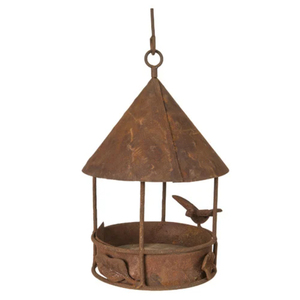 Comedero para pájaros colgante de metal vintage con diseño de pájaro sentado para uso en jardín y exteriores, resistente al óxido. - Product Image 5