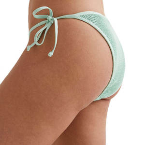 Professional Manufacturer Top Stylish Customized Design Women Solid Mint Green Ribbed Tie Side <b>Bikini</b> Spandex/Polyester Thongs - Product Image 4
