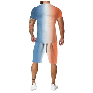 Ensemble décontracté deux pièces pour homme, automne, uni, respirant, tricoté, 100% coton, chemise et short assortis, tenue quotidienne, sport, extérieur - Product Image 2