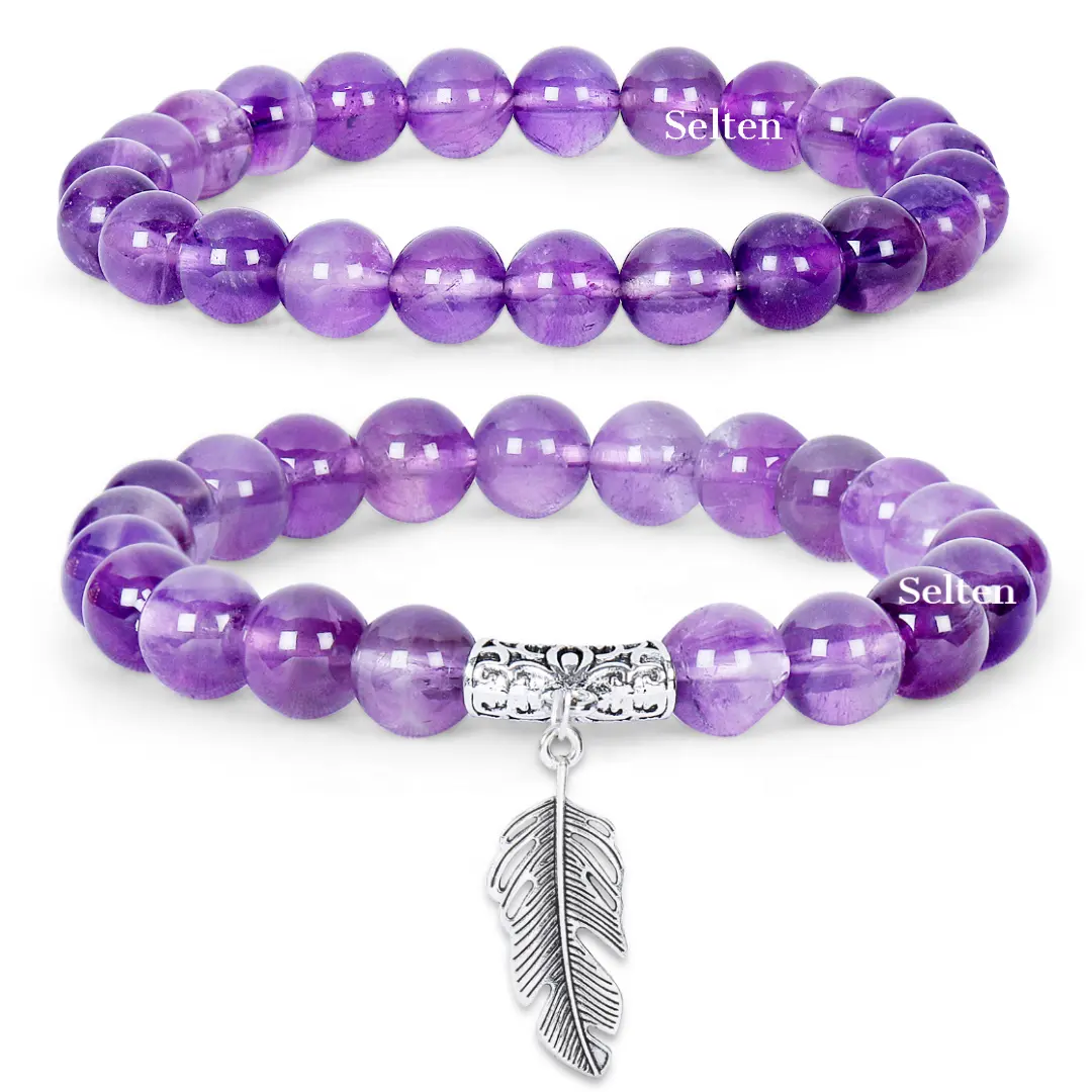 Gems Stone Amethyst Bracelet Hot Sale 2022 Best Seller Purple Elastic Adjustable Unisex Jewelry Supplier Manufacturer India