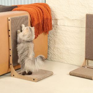 Lot de 2 griffoirs pour chat modernes et élégants, 25,6'' de hauteur, en bois, en forme de L, verticaux, à fixer au mur, pour l'intérieur - Product Image 4