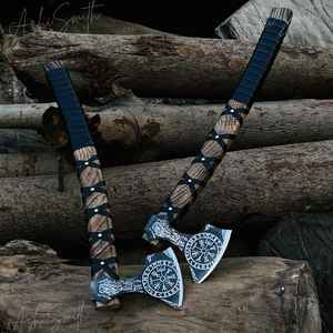 ขวานไวกิ้งเหล็กกล้าคาร์บอนสูงคุณภาพสูง ผลิตด้วยมือ ขายตรงจากโรงงาน สำหรับการตั้งแคมป์กลางแจ้งและการเอาชีวิตรอด พร้อมปลอกหนัง - Product Image 2