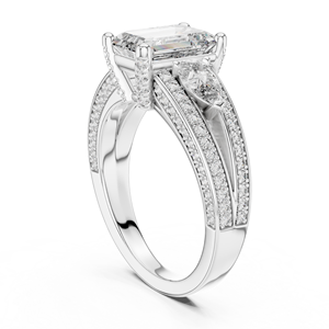 Luxury 925 Sterling Silver Emerald Cut Moissanite <b>Diamond</b> <b>Ring</b> Factory Wholesale Custom Jewelry Manufacturer - Product Image 3