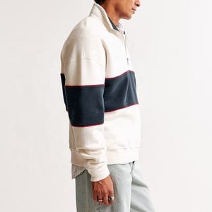 OEM Custom 100% Cotton 3d Embossed 14 Quarter Half Zip Pullover <b>Jumper</b> <b>Fleece</b> Vintage Oversized Mock Neck Sweatshirt Men - Product Image 2