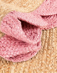 Alfombra de Yute Natural Hecha a Mano con Borde Festoneado Rosa, Alfombra para Pasillo, Cocina, Entrada, Estilo Rústico - Product Image 5
