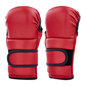 Guantes de MMA de Cuero Rojo para Adultos, Guantes de Boxeo de Entrenamiento con Correa de Muñeca Ajustable, Antideslizantes, Equipo de Artes Marciales - Product Image 3