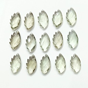 Ametista verde natural facetada en forma de hoja, tallada a mano, piedra preciosa de 20 mm, tallado de piedra suelta para la fabricación de joyas, precio al por mayor, suministro a granel. - Product Image 1