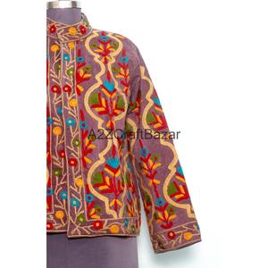 Veste matelassée en coton indien brodé pour femme, automne/hiver, écologique, respirante, séchage rapide, manches longues, longueur normale - Product Image 2