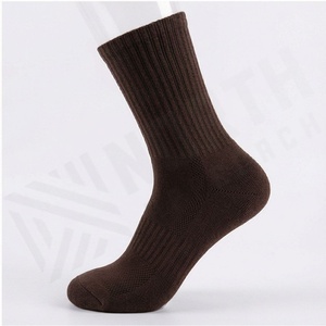 Brown <b>Crew</b> <b>Socks</b> Solid Knitted Breathable Casual Adult Regular Fit <b>Sock</b> Type Standard Thickness - Product Image 3