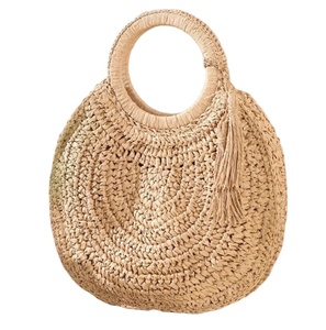 Sac rond en raphia tendance, sac en paille tressé avec des marguerites blanches, sac de plage en macramé au crochet, directement du fournisseur indien - Product Image 1