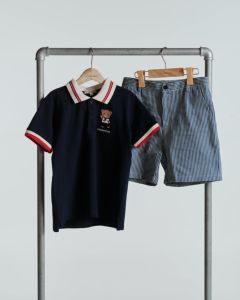 ชุดเสื้อผ้าเด็กผู้หญิงผ้าฝ้าย100% ชุดเจย์เดน2ชิ้นพร้อมเสื้อโปโลและชุดปักลายการ์ตูนสั้นสำหรับเด็กผู้หญิง - Product Image 2