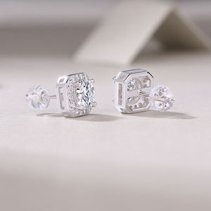 Round Moissanite <b>Stud</b> <b>Earrings</b> 925 Silver Claw Setting Classic Everyday Wear Unisex Jewelry White Pink <b>Blue</b> Purple Black - Product Image 2