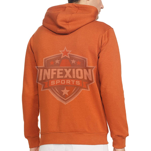 Men's <b>Orange</b> <b>Fleece</b> Hooded Zip-Up Sweatshirt Regular Fit Casual Autumn Wear - Product Image 2