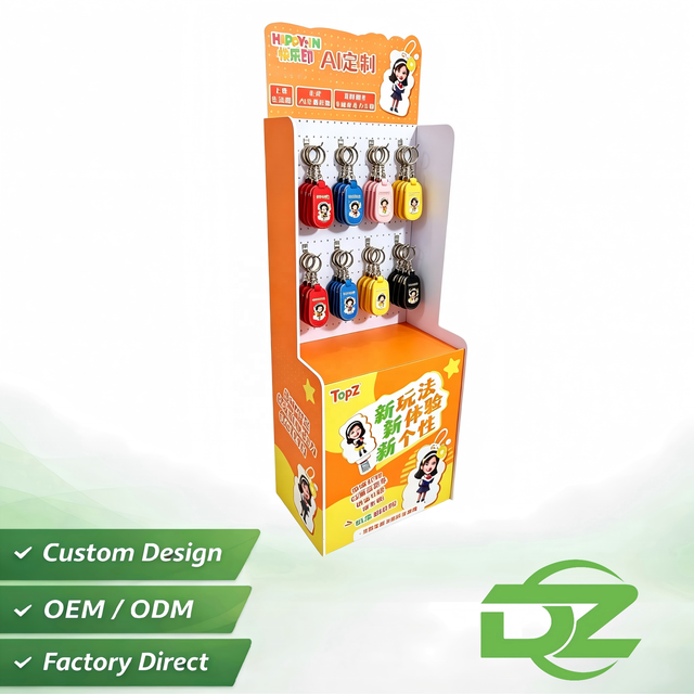 Cartoon Foldable Waterproof Keychain Hook Display Stand PVC Floor Rack for Gift Accessories Retail Hanging POS Display