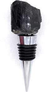 Bouchon de bouteille en métal avec dessus en pierre noire, joint côtelé, fermeture pour vin - Product Image 2