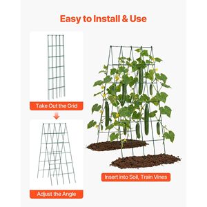 Set di 4 tralicci per cetrioli in metallo antiruggine a forma di A per aiuole rialzate, supporto per piante rampicanti - Product Image 6