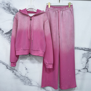Unisex <b>Two</b> <b>Piece</b> Long Sleeve Hoodie And Joggers Rhinestone <b>Set</b> Simple And <b>Sparkly</b> Hot Selling Rhinestone Tracksuit <b>Set</b> - Product Image 3