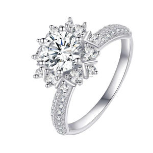 Luxury Floral Cluster Moissanite Diamond <b>Ring</b> 925 Sterling <b>Silver</b> <b>Statement</b> Engagement Wedding Jewelry For Women - Product Image 1