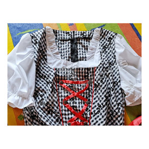 Robe de travail Dirndl à manches courtes en coton/polyester brodée de dentelle, antibactérienne, couleur unie, pour festival de la bière, restaurant - Product Image 3