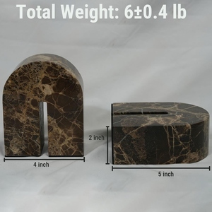 Brown marble bookends heavy books holder stone book ends heavy duty bookend decorative shelf decor arch bookends wholesale - Product Image 1