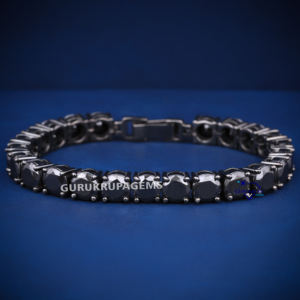Pulsera de tenis negra RTS para hombre y mujer con diamantes negros de moissanita con claridad D VVS y que pasa la prueba del probador de diamantes. - Product Image 1