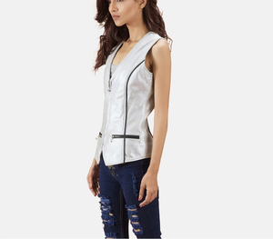 Chaleco de Motociclista para Mujer de Piel de Oveja Genuina de la Mejor Calidad, Impermeable, Transpirable, Ecológico, Personalizable, con Cuello en V, 100% Piel de Oveja - Product Image 5