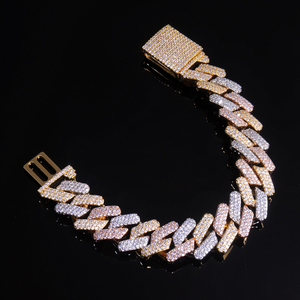 Bracelet tennis hip-hop pour homme, plaqué or, diamants synthétiques (coupés brillants multicolores, cultivés en laboratoire) certifiés IGI, entièrement pavé - Product Image 3