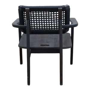 Fauteuil moderne en teck noir avec dossier tressé pour l'intérieur et l'extérieur - Product Image 4