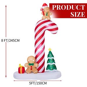 Decorazioni Natalizie da Giardino Gonfiabili Giganti: Bastoncino di Zucchero e Omino di Pan di Zenzero Illuminati 2-in-1, Design Divertente, 2,5 m - Product Image 5
