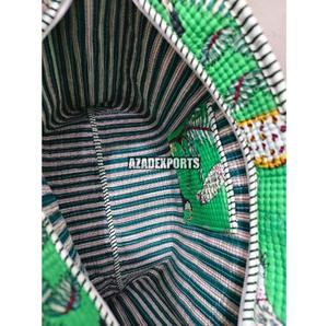 Green Jungle Cotton Hand-painted Quilted Tote Bag with <b>Tiger</b> <b>Print</b> Bohemian Style Open <b>Top</b> Large Capacity All Seasons Use - Product Image 5