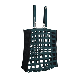 Horse Hay Bag Hunter Green Open Front <b>Webbing</b> Design Slow Feeder with Adjustable <b>Straps</b> Durable Hanging Stable Feeding Bag - Product Image 6