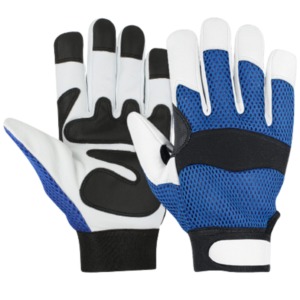 Gants de sport à doigts entiers bleus et blancs en polyester respirant unisexe toutes saisons - Product Image 1