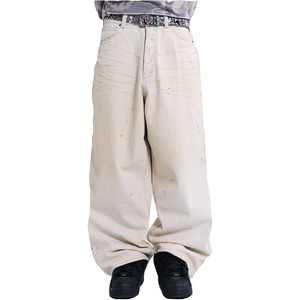 Pantalones vaqueros de mezclilla para hombre, de pierna recta, de color claro, de corte ancho, holgados, lavados, largos hasta el suelo, unisex, estilo baggy - Product Image 6